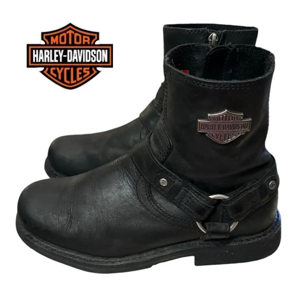 Harley Davidson Men's Scout Black Leather Motorcycle Boots D95262 Sz. 7.5